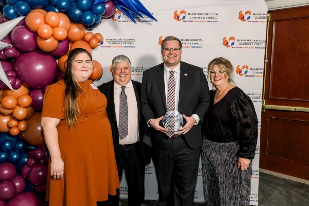 Thomas Kutz poses with his family at the Catalyst Awards